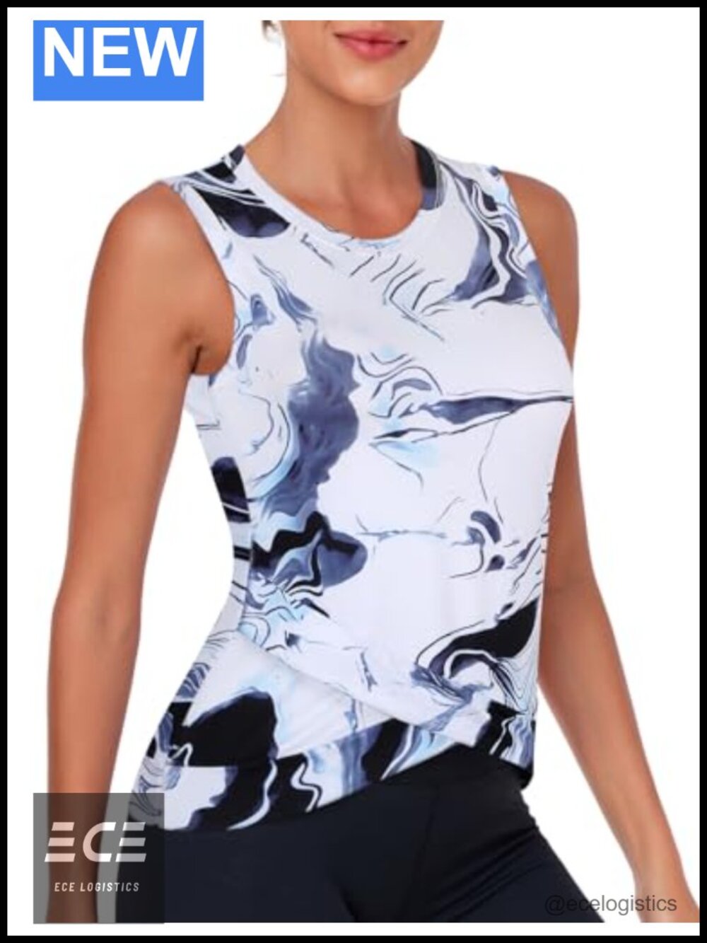 Women's Crossover Hem Crop Tank Top Workout Yoga Athletic Shirt